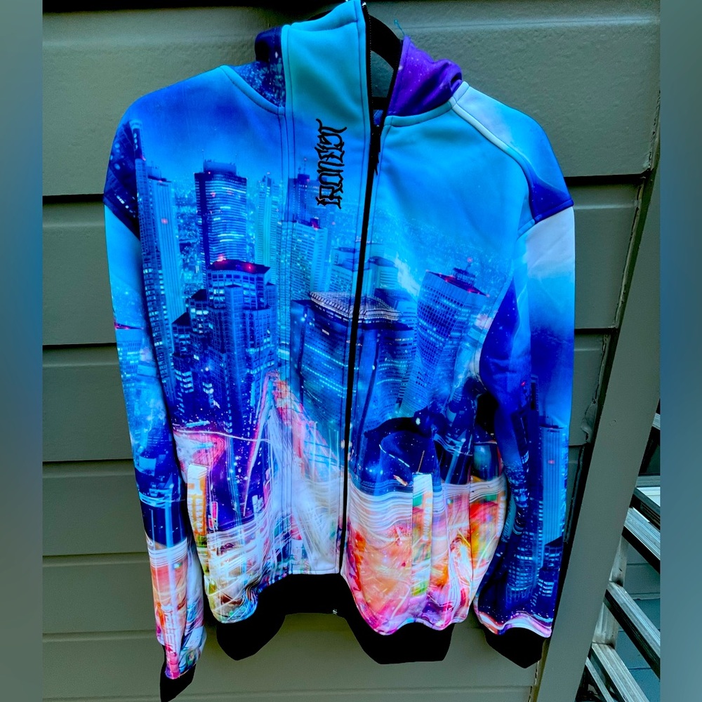 Very Rare Ironfist Tokyo Skyline Zip Hoodie Large